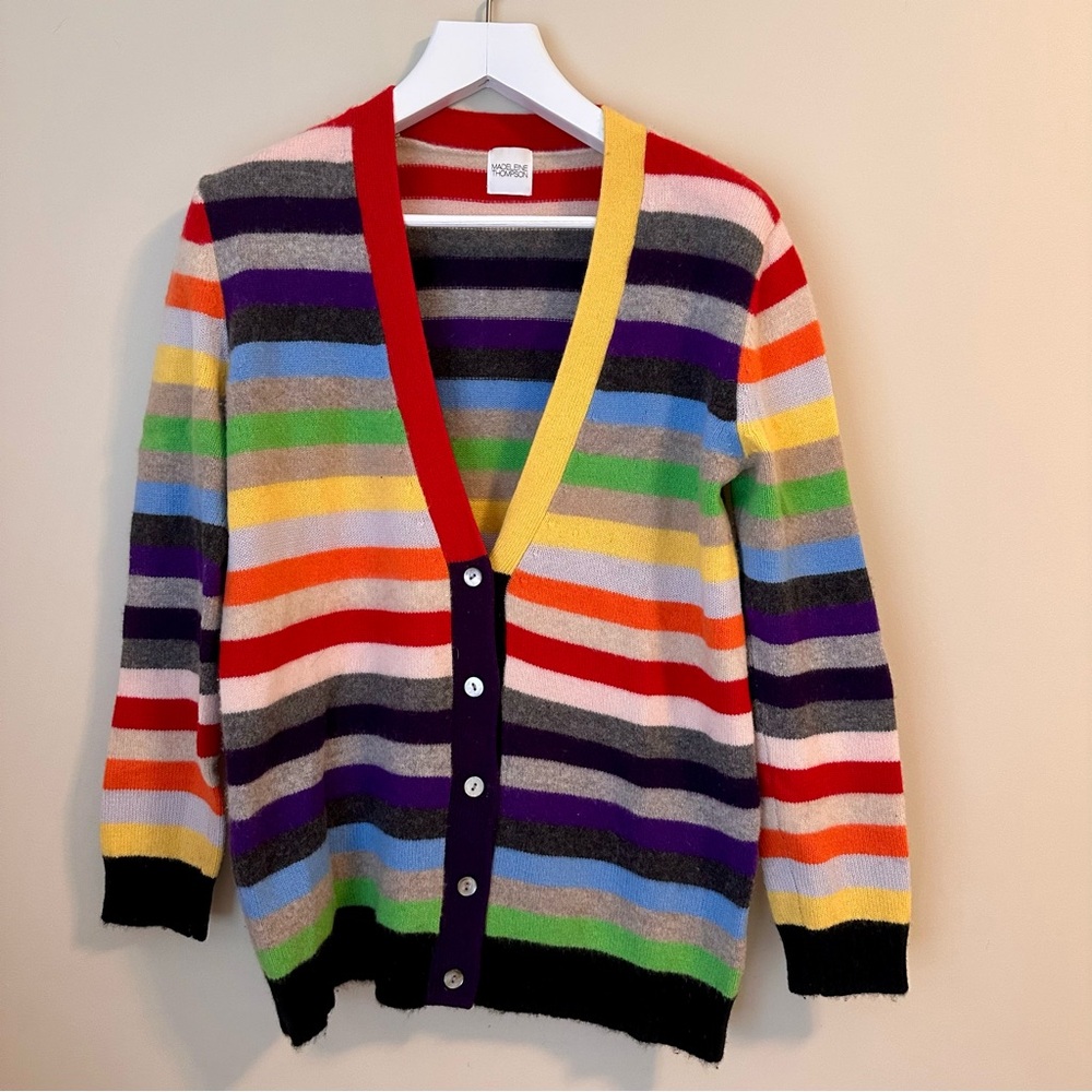 MADELEINE THOMPSON Multicolor Striped Cashmere Cardigan
